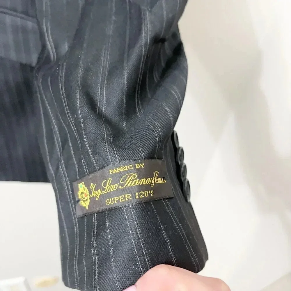 New Saks Fifth Avenue Mens Black Blazer 42R Loro Piana Wool Lined Single Breast